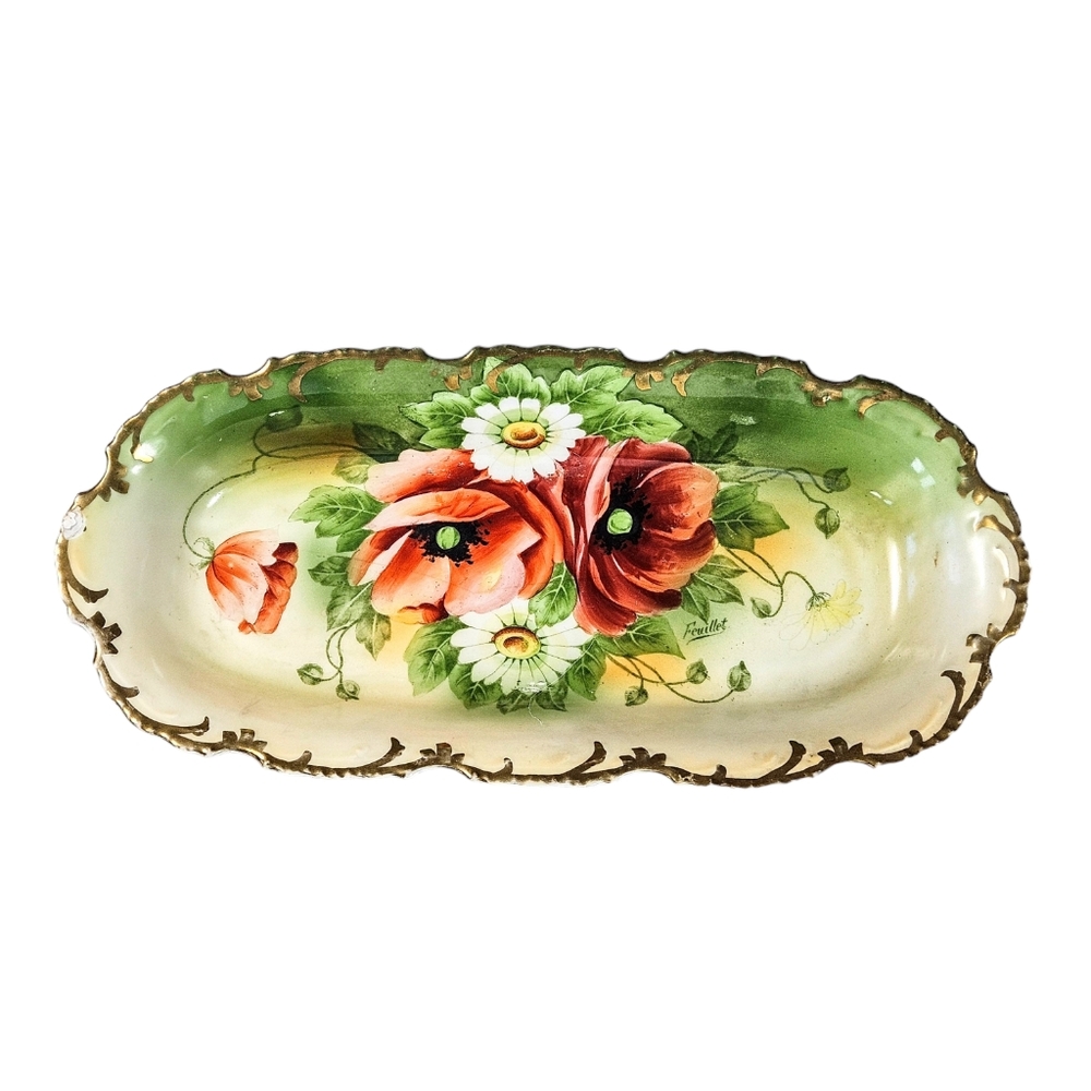 Vintage Royal Munich Bavarian Dresser Tray Trinket Relish Dish Poppies HP